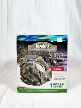 Malibu Grey Rock Shaped  Solar Accent Light NIB